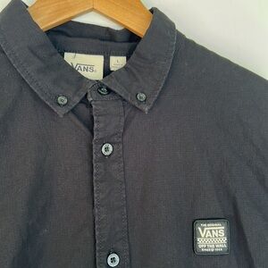 Vans Off the Wall Black Long Sleeve Ripstop Button Down Shirt